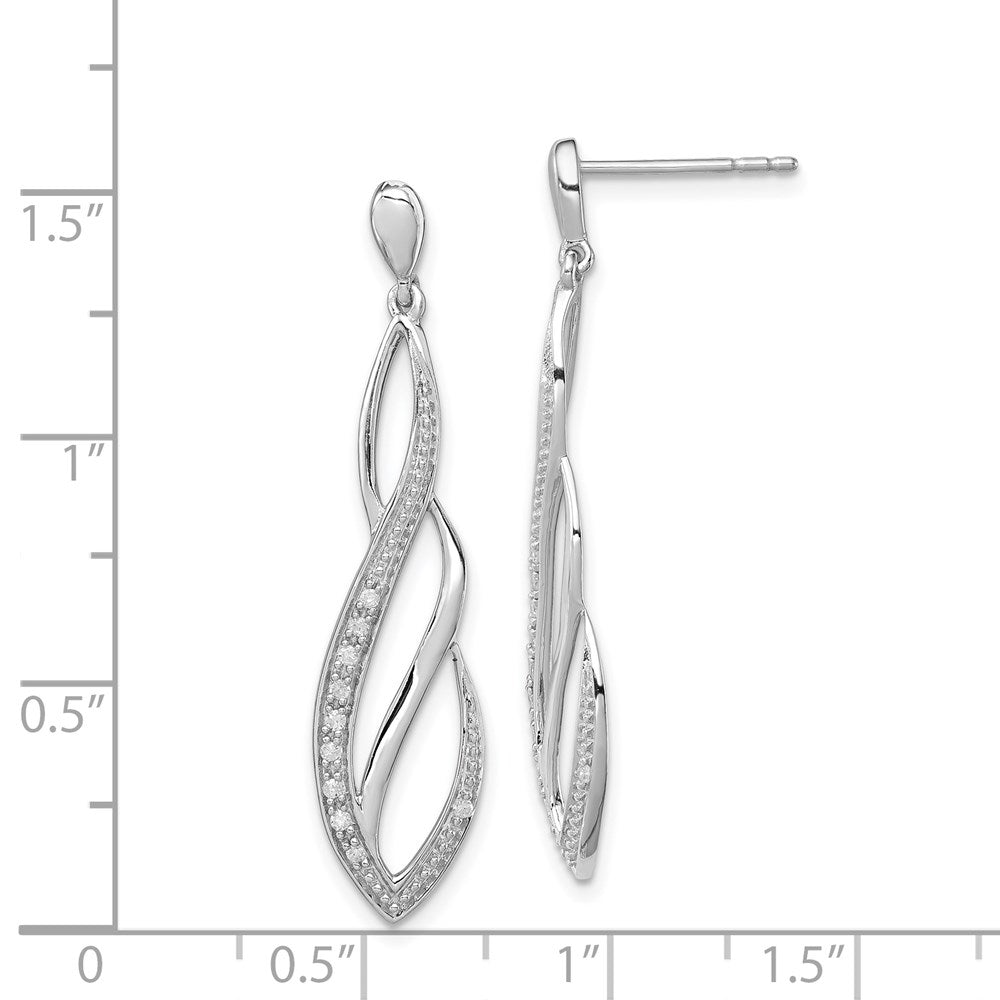Sterlingsilber Rhodium Diamant. Hängend Ohrstecker