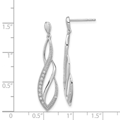 Sterlingsilber Rhodium Diamant. Hängend Ohrstecker