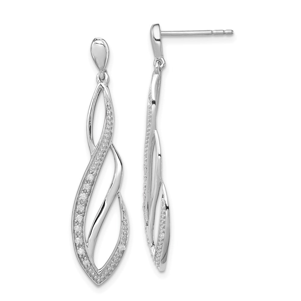 Sterlingsilber Rhodium Diamant. Hängend Ohrstecker