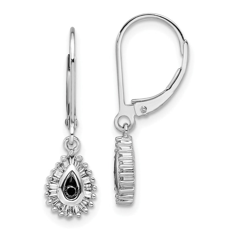 Sterlingsilber Weiß Nacht Rhodiniert Schwarz und Diamant Hängend Ohrhänger mit Brisur
