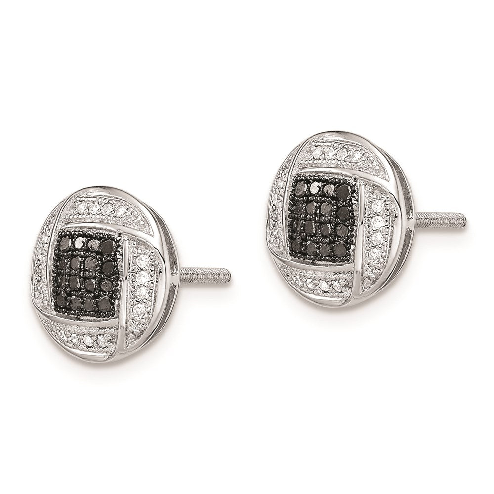 Sterlingsilber Weiß Nacht Rhodiniert Schwarz und Diamant Ohrstecker