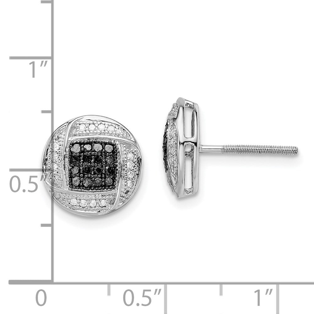 Sterlingsilber Weiß Nacht Rhodiniert Schwarz und Diamant Ohrstecker
