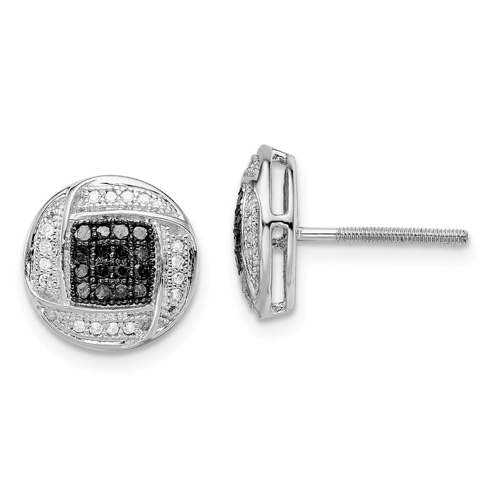 Sterlingsilber Weiß Nacht Rhodiniert Schwarz und Diamant Ohrstecker