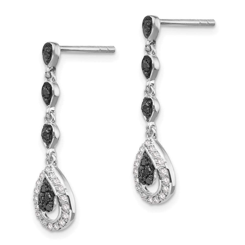 Sterlingsilber Weiß Nacht Rhodiniert Schwarz und Diamant Tropfen Stecker Ohrhänger
