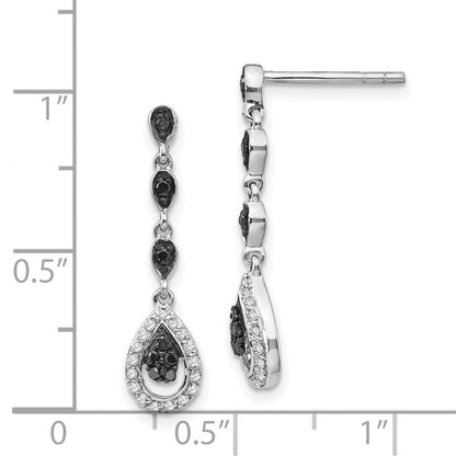 Sterlingsilber Weiß Nacht Rhodiniert Schwarz und Diamant Tropfen Stecker Ohrhänger