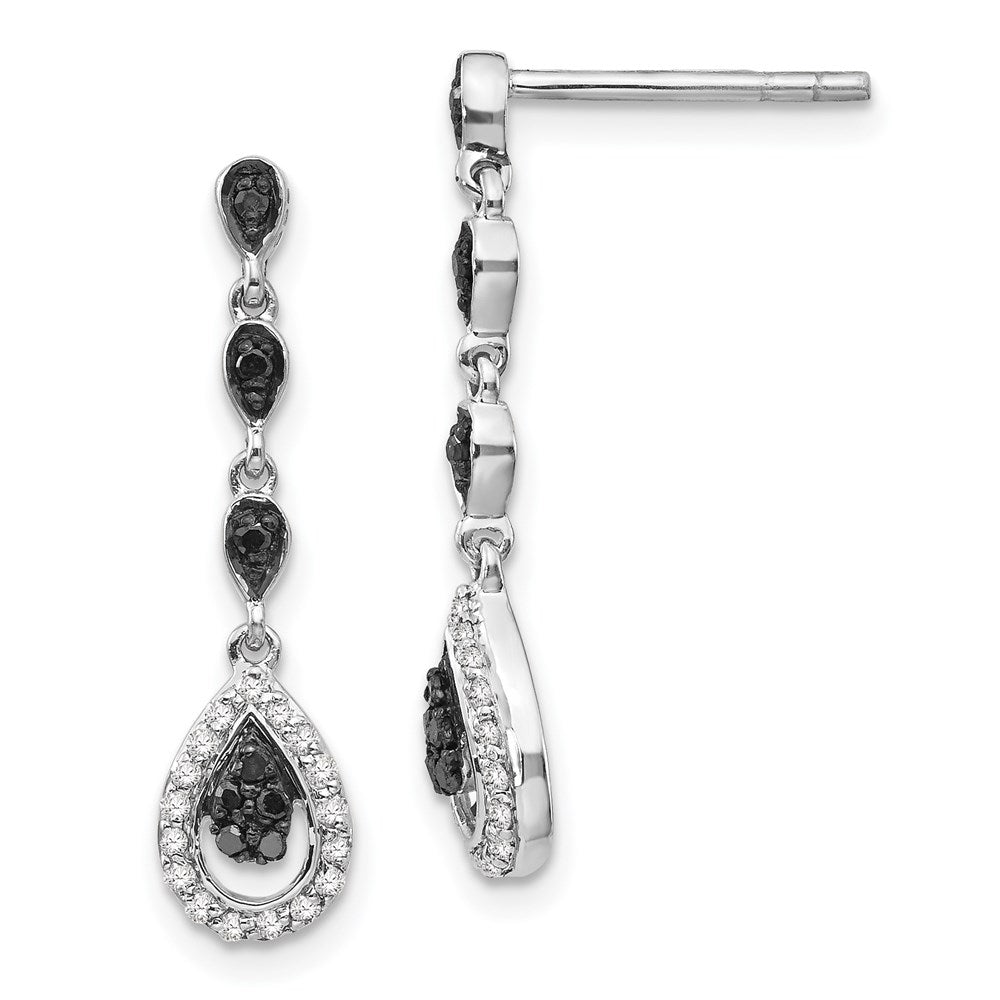 Sterlingsilber Weiß Nacht Rhodiniert Schwarz und Diamant Tropfen Stecker Ohrhänger