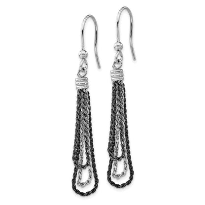 Sterlingsilber & Schwarz Rhodiniert Kette Ohrhänger