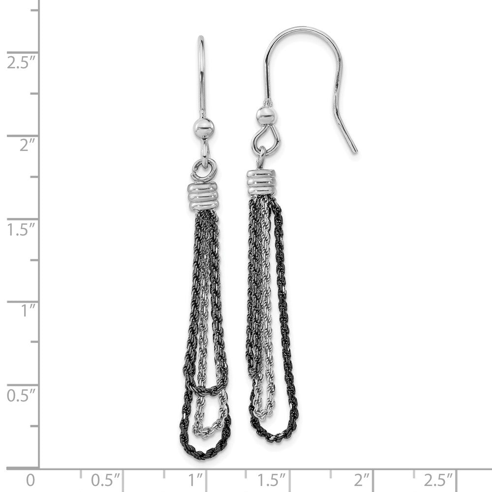 Sterlingsilber & Schwarz Rhodiniert Kette Ohrhänger
