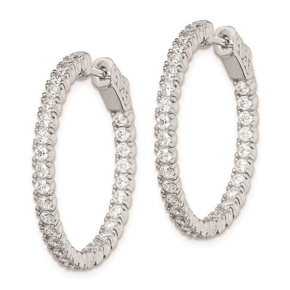 Sterlingsilber Schimmernd Rhodiniert 60 Stein 2mm Zirkonia in und Außen Rund Klappbar Creolen