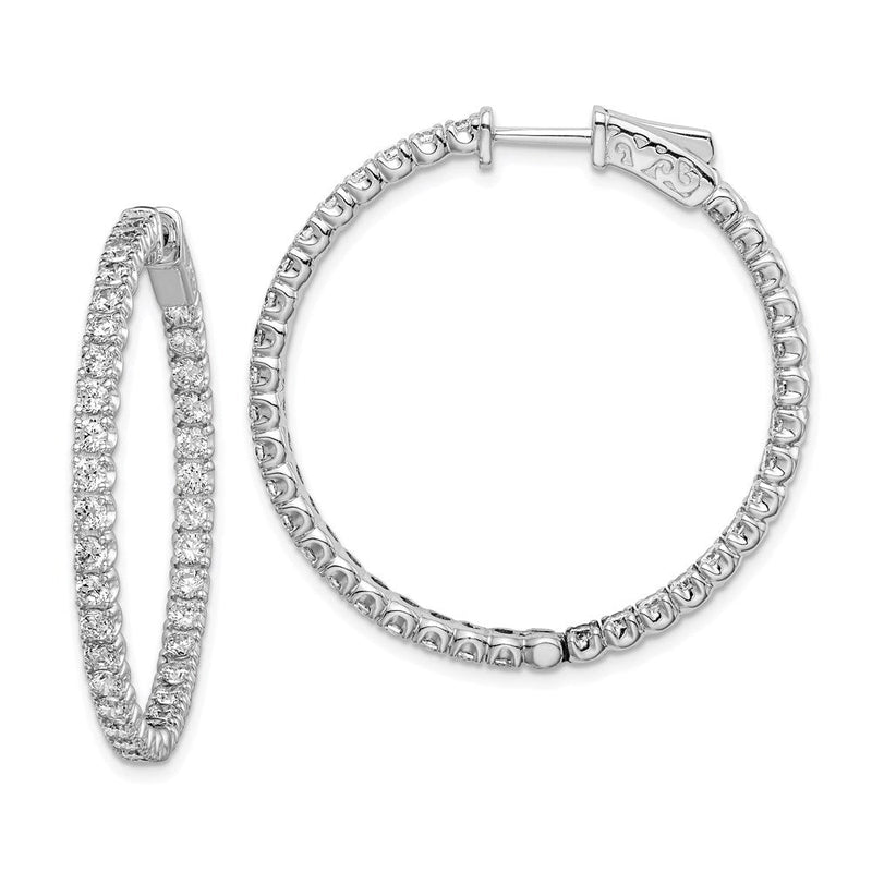 Sterlingsilber Schimmernd Rhodiniert 72 Stein 2.1mm Zirkonia in und Außen Rund Klappbar Creolen