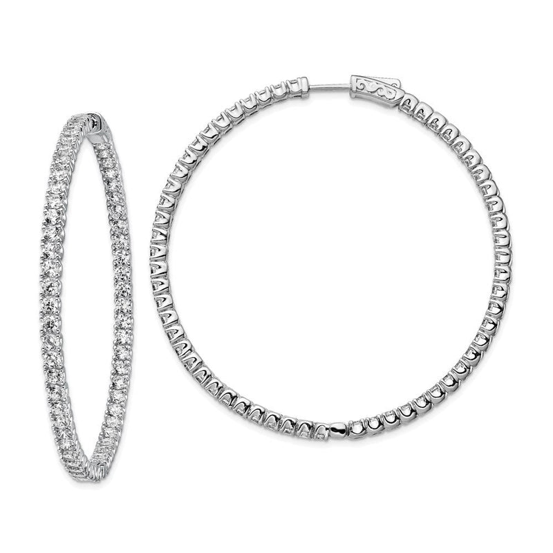 Sterlingsilber Schimmernd Rhodiniert 114 Stein 2.5mm Zirkonia in und Außen Rund Klappbar Creolen