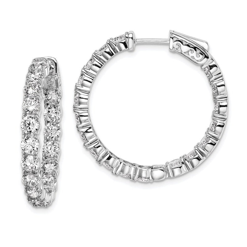 Sterlingsilber Schimmernd Rhodiniert 36 Stein 3.5mm Zirkonia in und Außen Rund Klappbar Creolen
