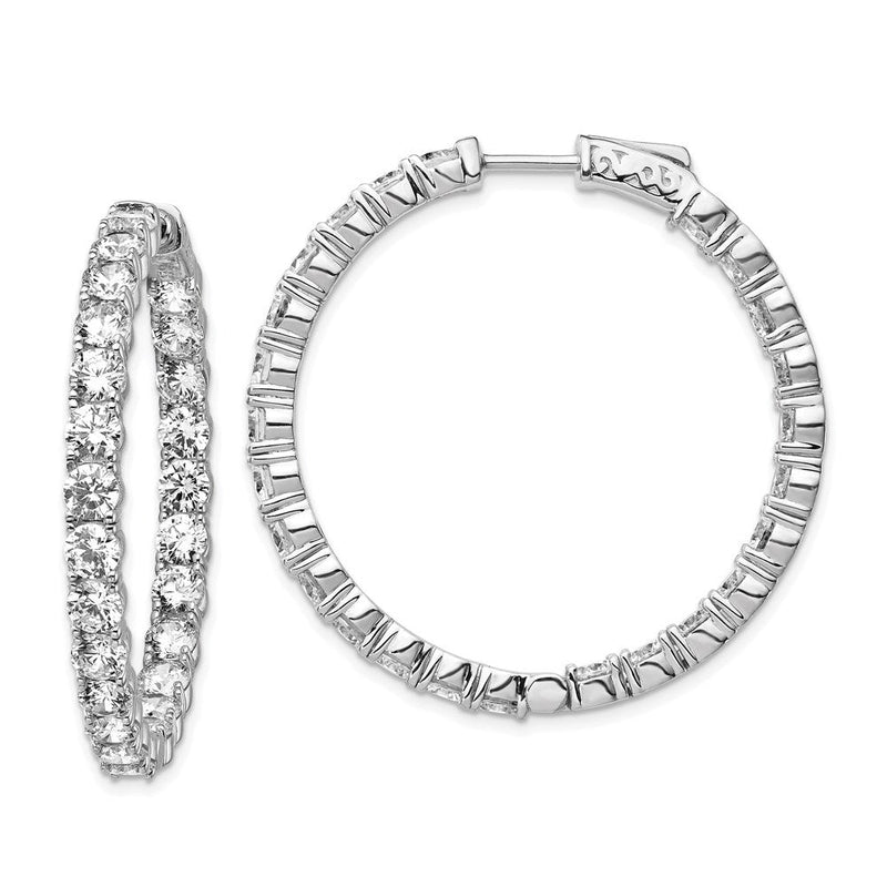 Sterlingsilber Schimmernd Rhodiniert 50 Stein 3.75mm Zirkonia in und Außen Rund Klappbar Creolen