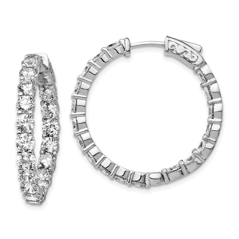 Sterlingsilber Schimmernd Rhodiniert 36 Stein 3.5mm Zirkonia in und Außen Rund Klappbar Creolen
