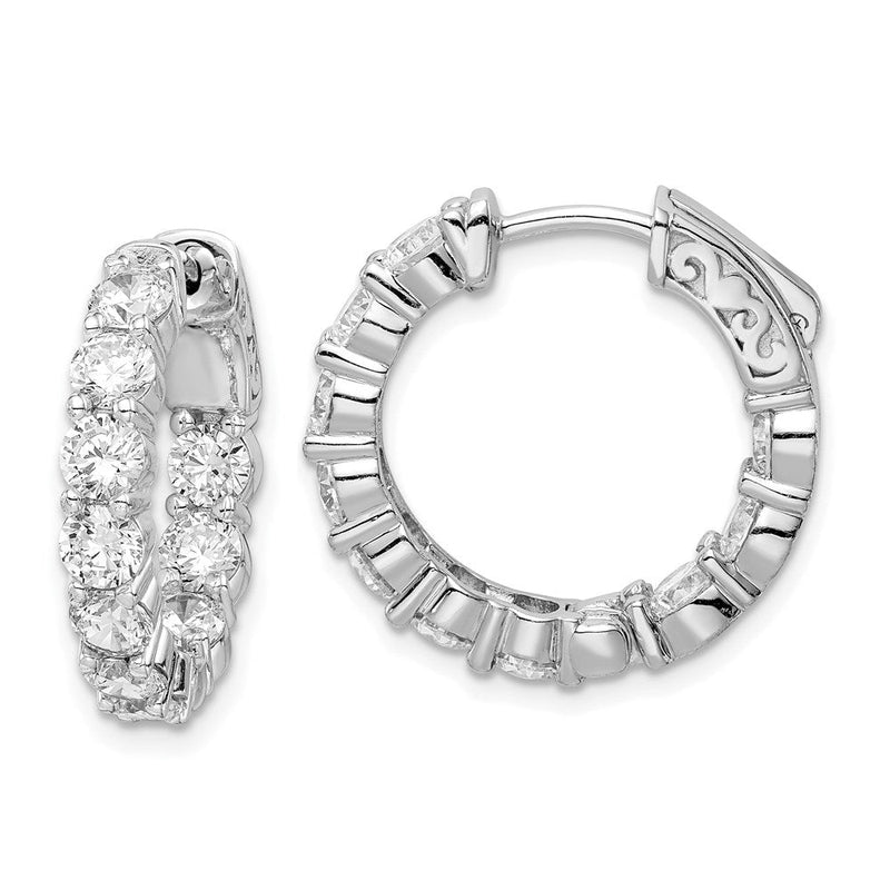 Sterlingsilber Schimmernd Rhodiniert 20 Stein 3.75mm Zirkonia in und Außen Rund Klappbar Creolen