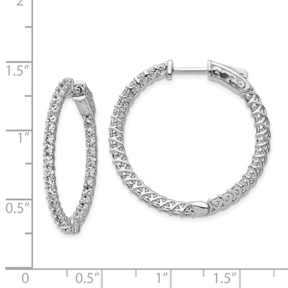 Sterlingsilber Schimmernd Rhodiniert 64 Stein 2mm Zirkonia in und Außen Rund Klappbar Creolen