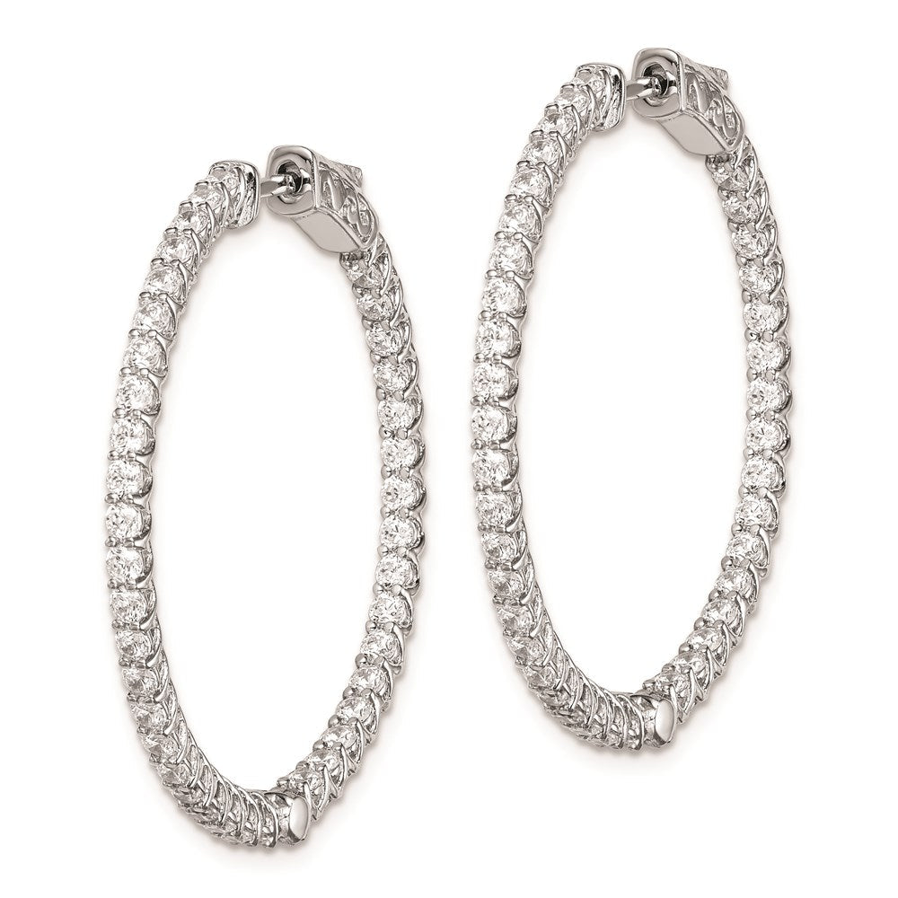Sterlingsilber Schimmernd Rhodiniert 78 Stein 2mm Zirkonia in und Außen Rund Klappbar Creolen