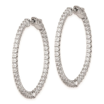 Sterlingsilber Schimmernd Rhodiniert 78 Stein 2mm Zirkonia in und Außen Rund Klappbar Creolen