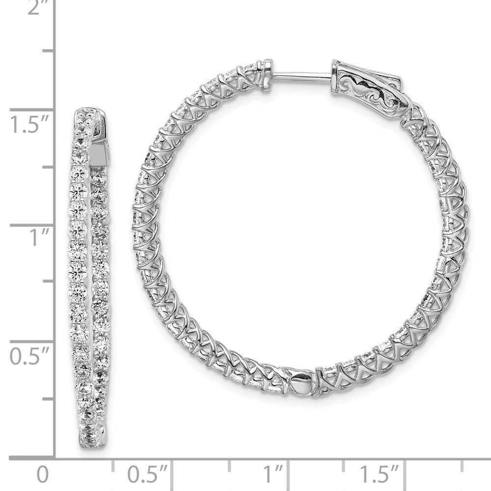 Sterlingsilber Schimmernd Rhodiniert 78 Stein 2mm Zirkonia in und Außen Rund Klappbar Creolen
