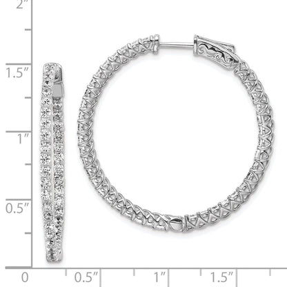 Sterlingsilber Schimmernd Rhodiniert 78 Stein 2mm Zirkonia in und Außen Rund Klappbar Creolen