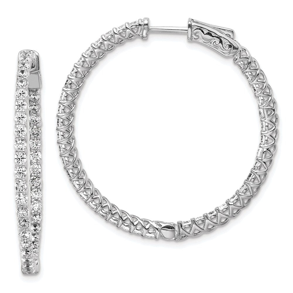Sterlingsilber Schimmernd Rhodiniert 78 Stein 2mm Zirkonia in und Außen Rund Klappbar Creolen