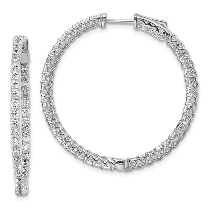 Sterlingsilber Schimmernd Rhodiniert 78 Stein 2mm Zirkonia in und Außen Rund Klappbar Creolen