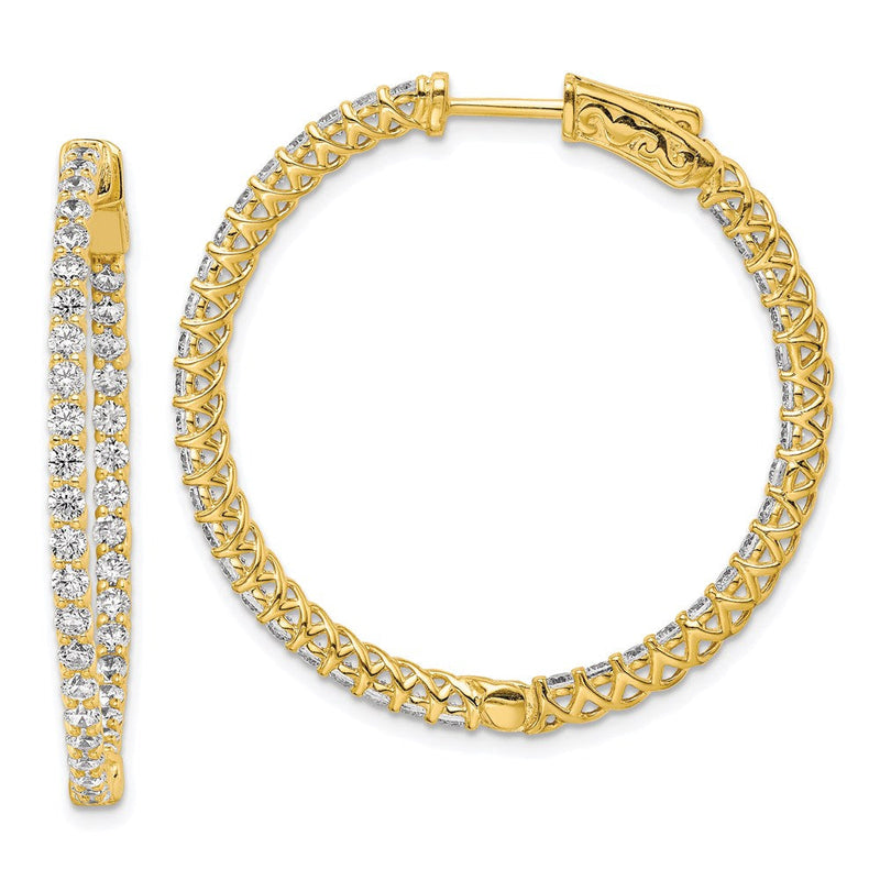 Sterlingsilber Schimmernd Goldfarben Glanz Vergoldet 78 Stein 2mm Zirkonia in und Außen Rund Klappbar Creolen