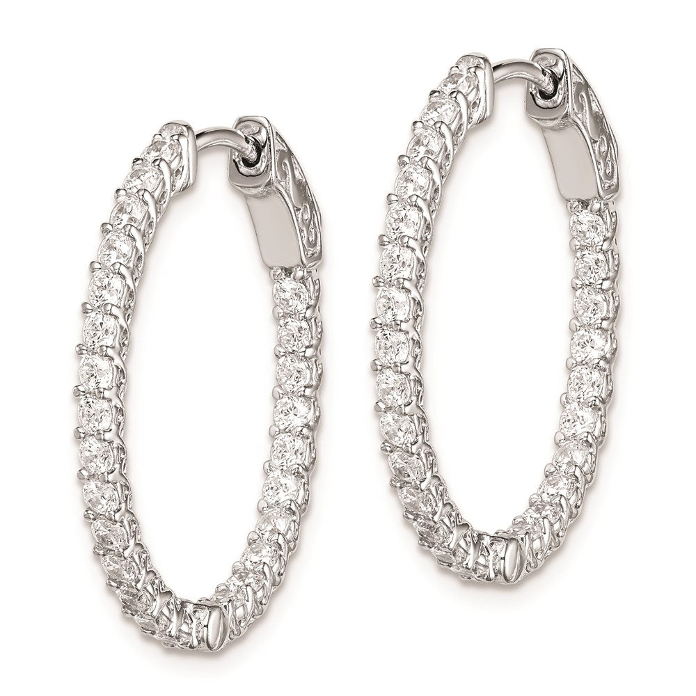 Sterlingsilber Schimmernd Rhodiniert 50 Stein 2mm Zirkonia in und Außen Oval Klappbar Creolen