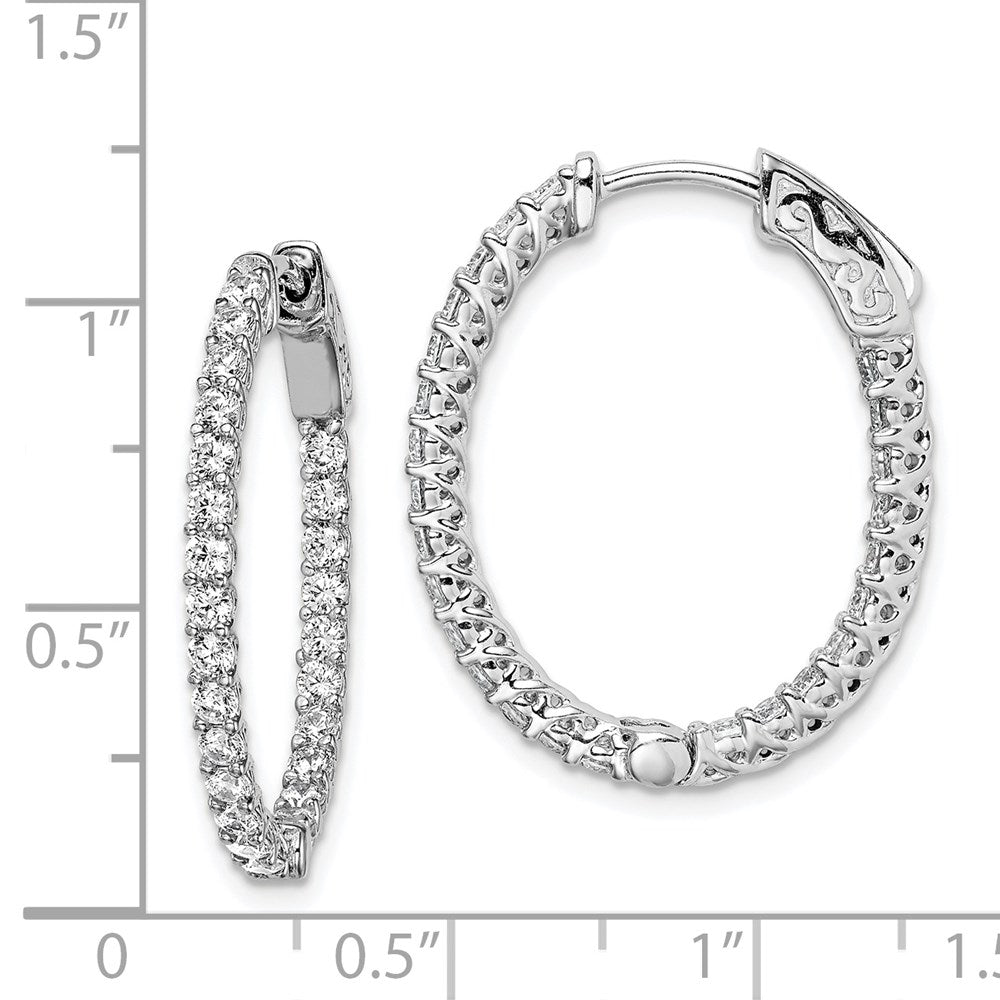 Sterlingsilber Schimmernd Rhodiniert 50 Stein 2mm Zirkonia in und Außen Oval Klappbar Creolen