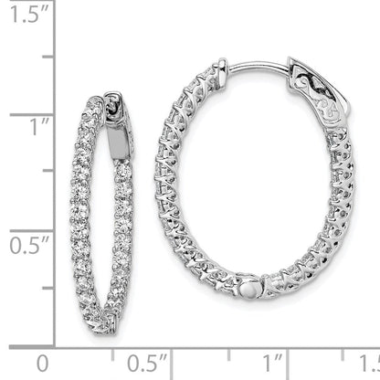 Sterlingsilber Schimmernd Rhodiniert 50 Stein 2mm Zirkonia in und Außen Oval Klappbar Creolen