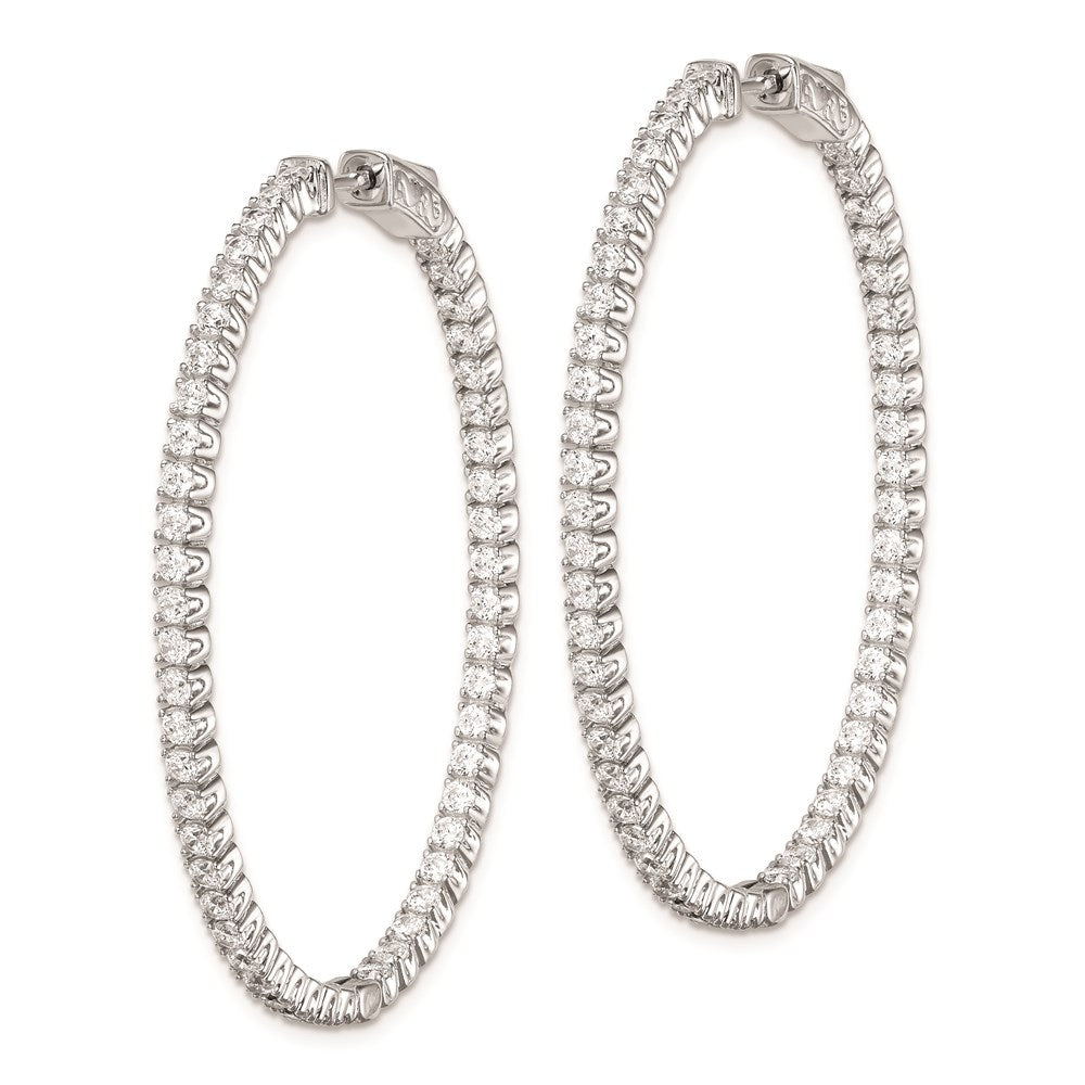 Sterlingsilber Schimmernd Rhodiniert 100 Stein 2.0mm Zirkonia in und Außen Oval Klappbar Creolen