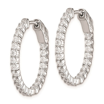 Sterlingsilber Schimmernd Rhodiniert 44 Stein 2.3mm Zirkonia in und Außen Oval Klappbar Creolen