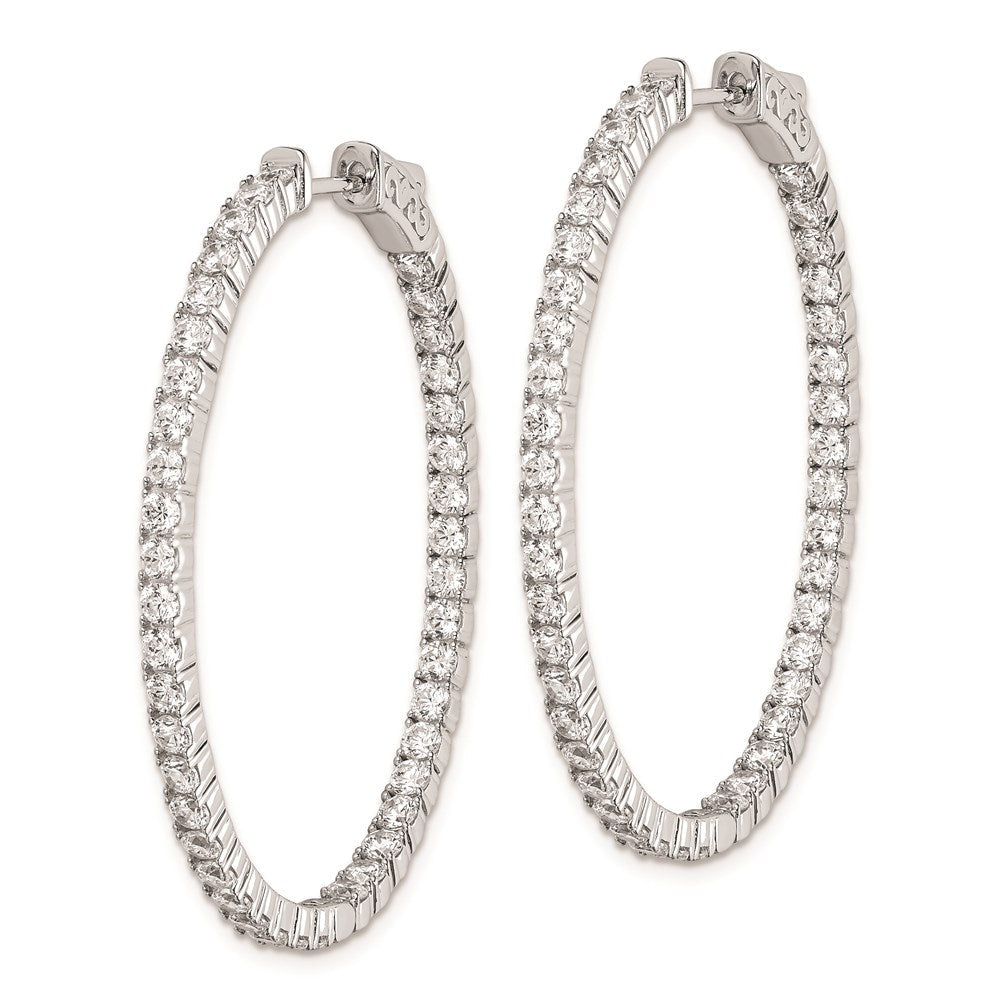Sterlingsilber Schimmernd Rhodiniert 84 Stein 2.3mm Zirkonia in und Außen Oval Klappbar Creolen