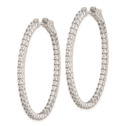 Sterlingsilber Schimmernd Rhodiniert 84 Stein 2.3mm Zirkonia in und Außen Oval Klappbar Creolen