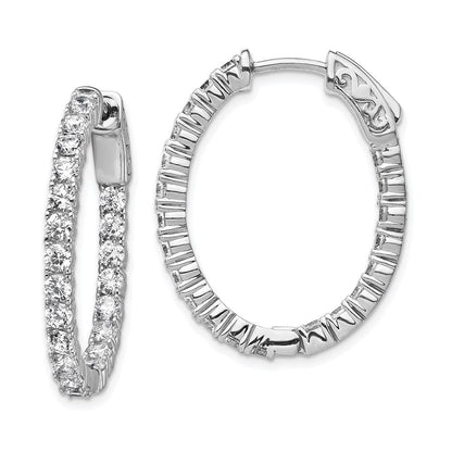 Sterlingsilber Schimmernd Rhodiniert 42 Stein 2.5mm Zirkonia in und Außen Oval Klappbar Creolen