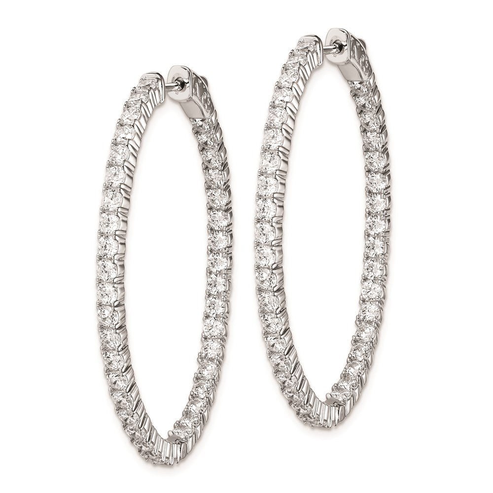 Sterlingsilber Schimmernd Rhodiniert 78 Stein 2.5mm Zirkonia in und Außen Oval Klappbar Creolen
