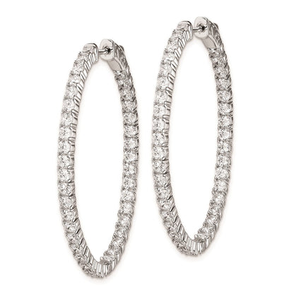 Sterlingsilber Schimmernd Rhodiniert 78 Stein 2.5mm Zirkonia in und Außen Oval Klappbar Creolen