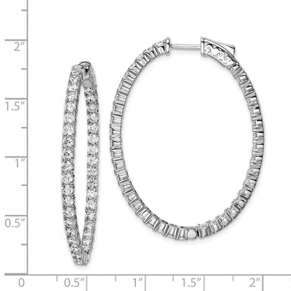 Sterlingsilber Schimmernd Rhodiniert 78 Stein 2.5mm Zirkonia in und Außen Oval Klappbar Creolen