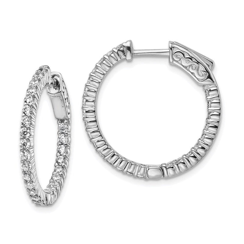 Sterlingsilber Schimmernd Rhodiniert 50 Stein 1.7mm Zirkonia in und Außen Rund Klappbar Creolen