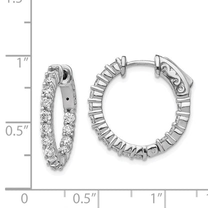 Sterlingsilber Schimmernd Rhodiniert 30 Stein 2.3mm Zirkonia in und Außen Rund Klappbar Creolen