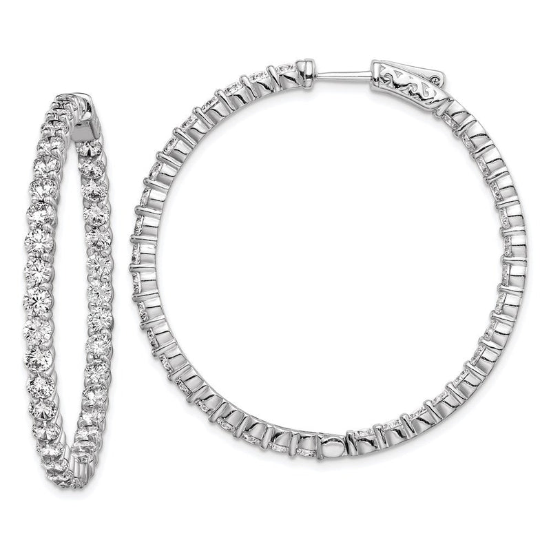 Sterlingsilber Schimmernd Rhodiniert 70 Stein 3mm Zirkonia in und Außen Rund Klappbar Creolen