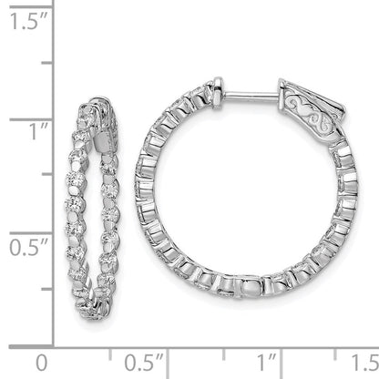 Sterlingsilber Schimmernd Rhodiniert 38 Stein 2mm Zirkonia in und Außen Rund Klappbar Creolen