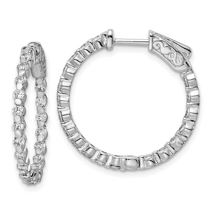 Sterlingsilber Schimmernd Rhodiniert 38 Stein 2mm Zirkonia in und Außen Rund Klappbar Creolen