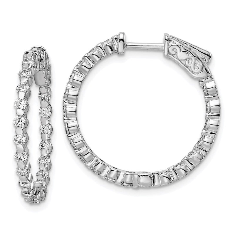 Sterlingsilber Schimmernd Rhodiniert 38 Stein 2mm Zirkonia in und Außen Rund Klappbar Creolen