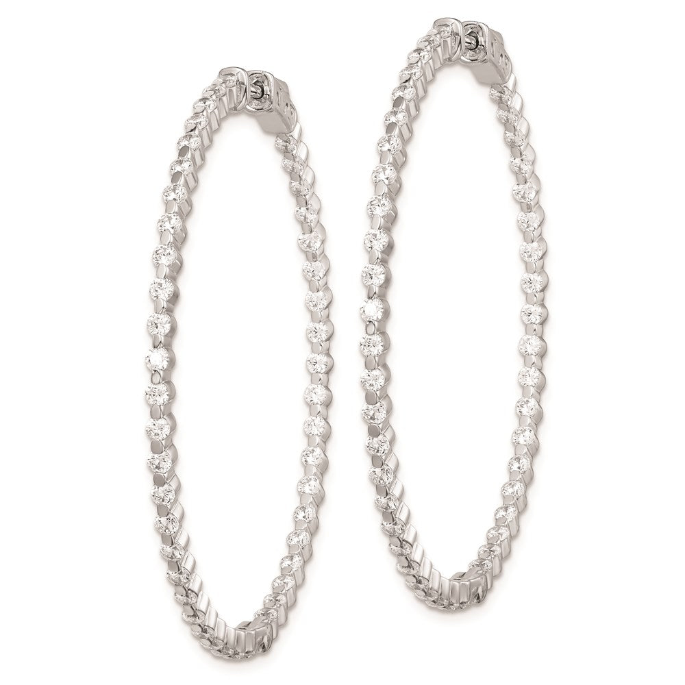 Sterlingsilber Schimmernd Rhodiniert 90 Stein 2mm Zirkonia in und Außen Rund Klappbar Creolen