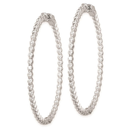 Sterlingsilber Schimmernd Rhodiniert 90 Stein 2mm Zirkonia in und Außen Rund Klappbar Creolen