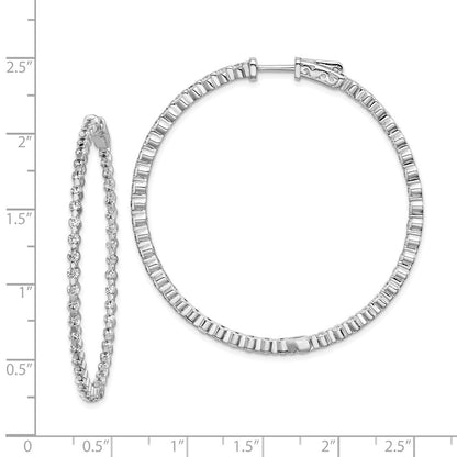 Sterlingsilber Schimmernd Rhodiniert 90 Stein 2mm Zirkonia in und Außen Rund Klappbar Creolen