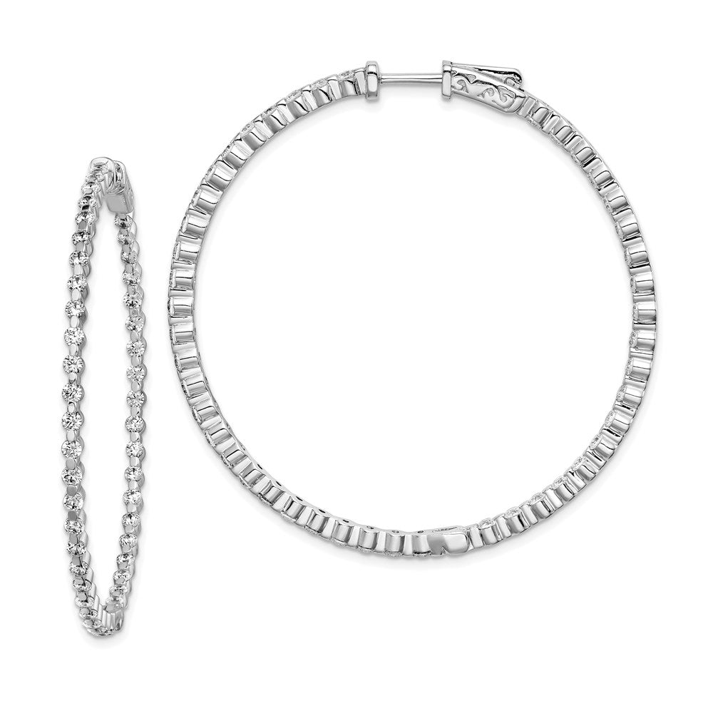 Sterlingsilber Schimmernd Rhodiniert 90 Stein 2mm Zirkonia in und Außen Rund Klappbar Creolen