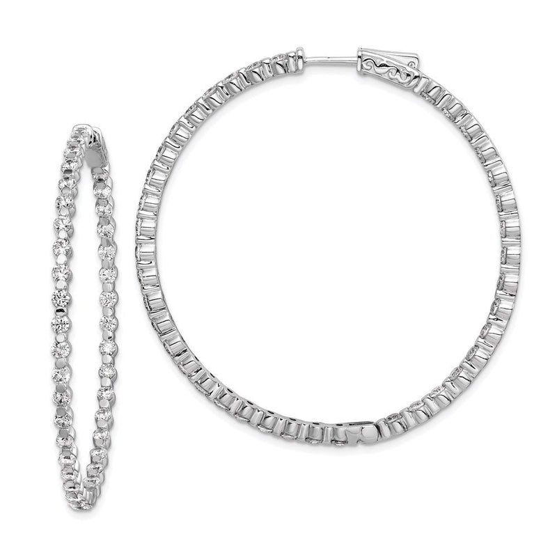 Sterlingsilber Schimmernd Rhodiniert 78 Stein 2.3mm Zirkonia in und Außen Rund Klappbar Creolen
