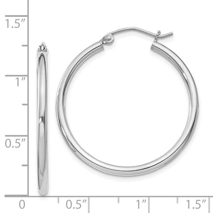 Sterlingsilber Rhodiniert 2mm Rund Creolen